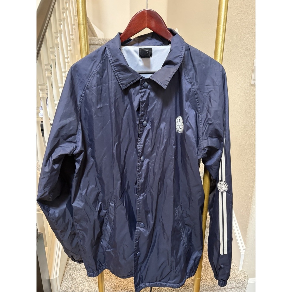 Vintage Rip Curl Jacket Men's Windbreaker Striped Sleeve Surf Snap 90s XL